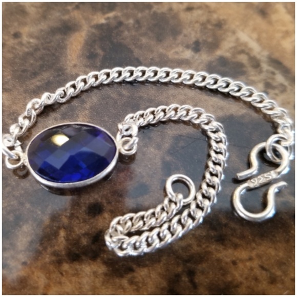 Jewelry - Genuine Blue Sapphire Chain Bracelet 6.5" long